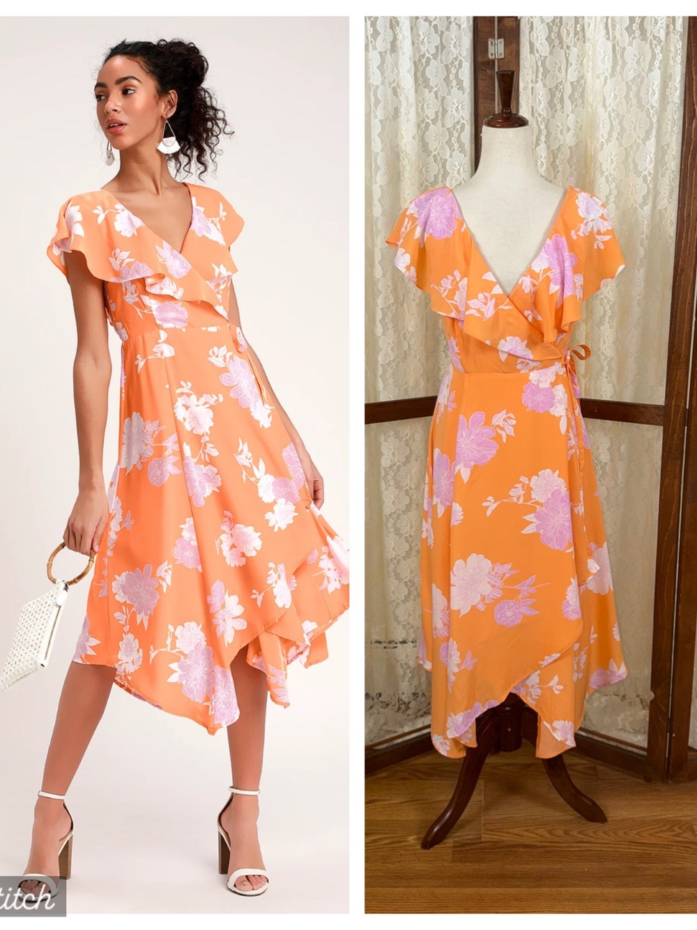 Beautiful Lulu’s Garden Of Joy Wrap MIDI Dress